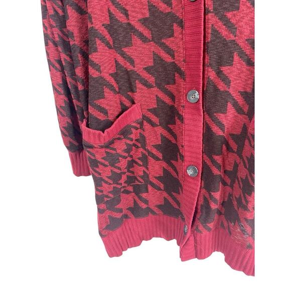 Maurices Oversize Grandpa Cardigan Sweater Houndstooth Dk Academia Old Money 2X - Picture 2 of 10